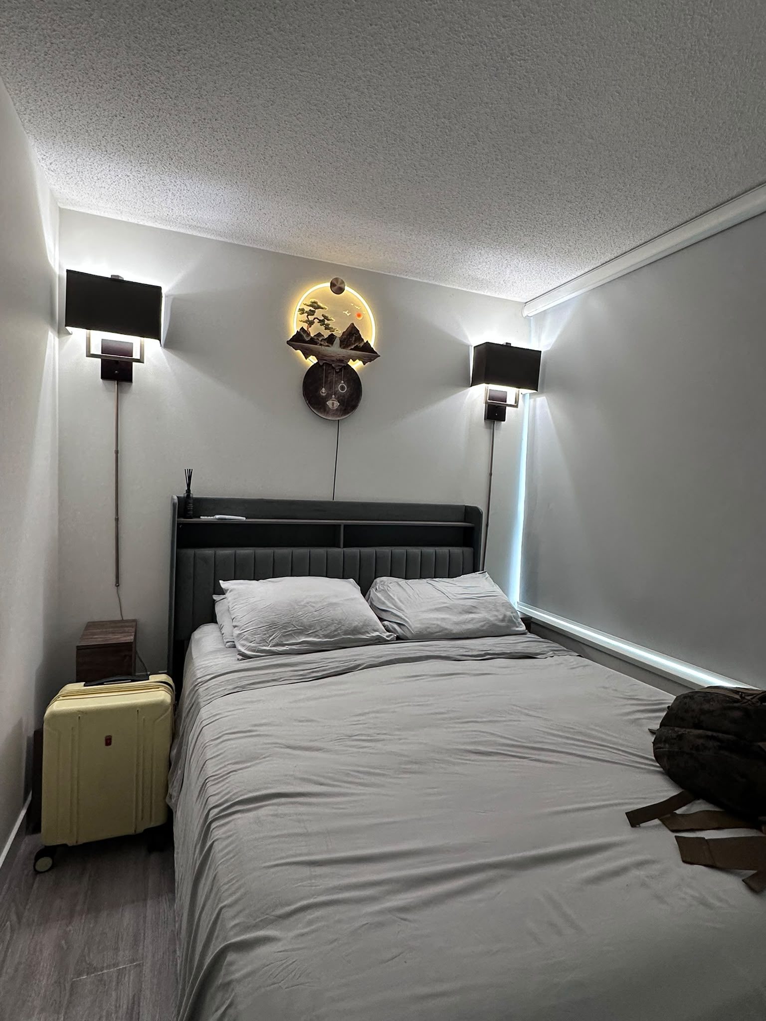 Hotel-style made bed for an Airbnb turnover