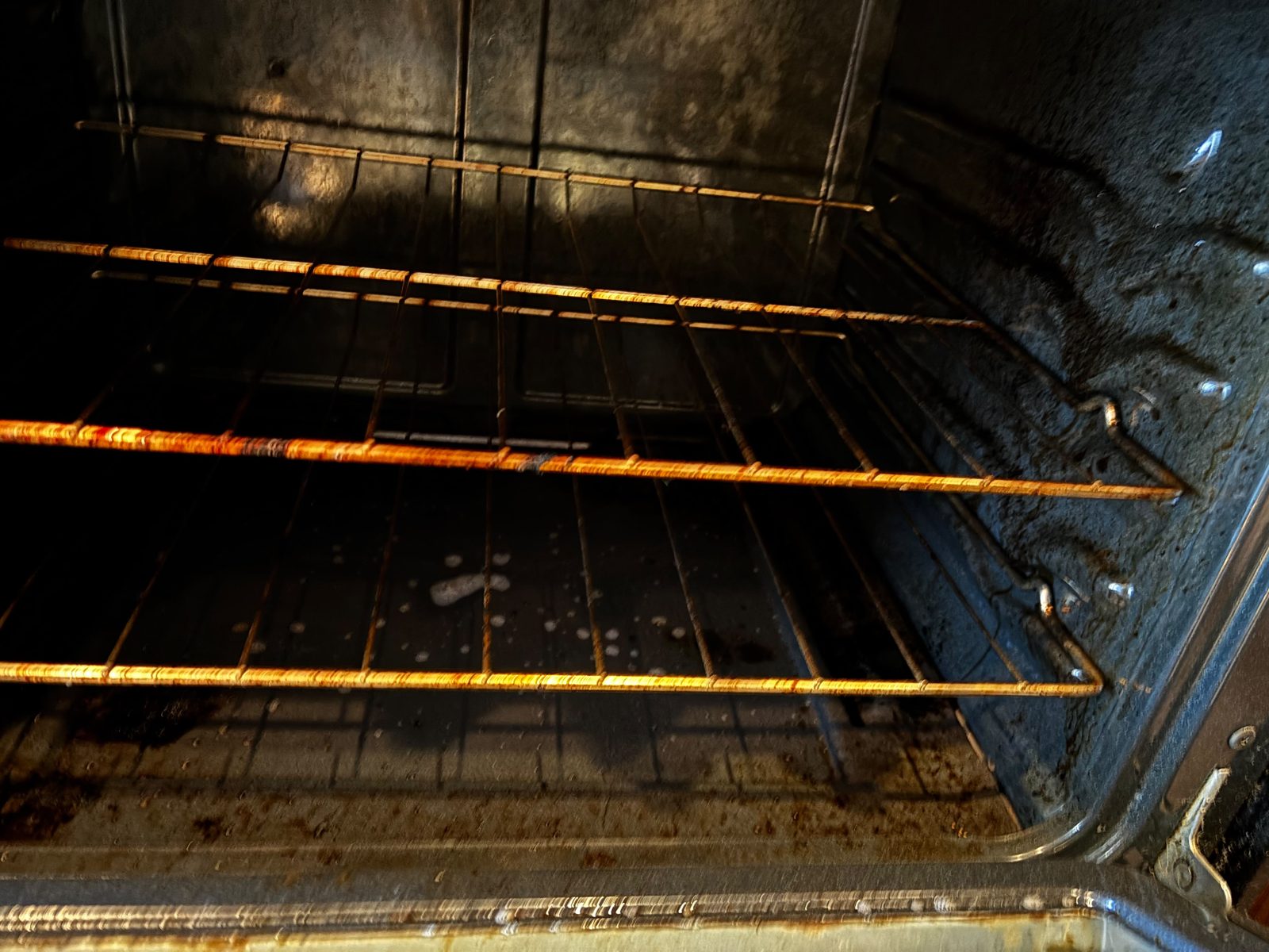 Oven interior before a deep clean